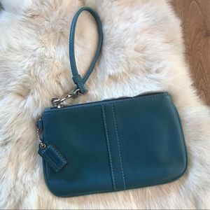 COACH Teal Leather Wristlet